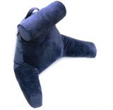 Memory Foam Filled Backrest Pillow with Detachable Cervical Bolster – Navy