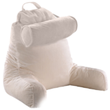 Memory Foam Filled Backrest Pillow with Detachable Cervical Bolster – Ivory