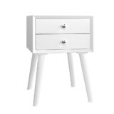 Mid-Century Modern 2-Drawer Wood Nightstand – White