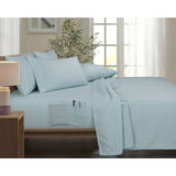 Bamboo Comfort 6-Piece Smart Sheet Set with Side Pocket – Queen – Aqua