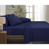Bamboo Comfort 6-Piece Smart Sheet Set with Side Pocket – Queen – Navy