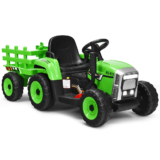 Kids’ 12V Ride-on Tractor with Trailer and Parent Remote Control – Green