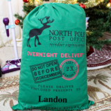 Personalized Santa’s Mail Bag – green w/reindeer