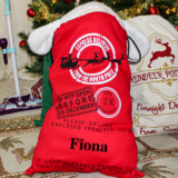 Personalized Santa’s Mail Bag – red w/sleigh