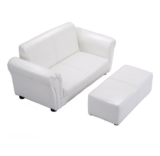 Kids’ Faux Leather Sofa with Ottoman – White