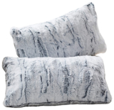 Super Soft Embossed Faux Fur Throw Pillows (Set of 2) – 12×20 Blue/White