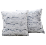 Super Soft Embossed Faux Fur Throw Pillows (Set of 2) – 18×18 Blue/White