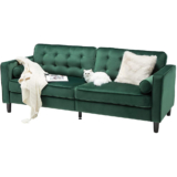 Saddle Brown or Green Velvet 84.2-Inch Mid-Century Sofa – Green