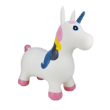 BounceZiezâ„¢ Inflatable Bouncing Animal Hoppers with Hand Pump – White Unicorn