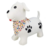 BounceZiezâ„¢ Inflatable Bouncing Animal Hoppers with Hand Pump – White Dog
