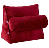 Plush Wedge Backrest Pillow with Neck Bolster – Maroon