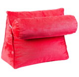 Plush Wedge Backrest Pillow with Neck Bolster – Hot Pink