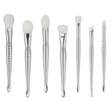 7-Piece Professional Abstract Everyday Use Makeup Brush Set – Silver