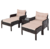 Rattan 5-Piece Patio Furniture Set with Chairs, Ottomans and Table – Coffee