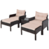 Rattan 5-Piece Patio Furniture Set with Chairs, Ottomans and Table – Turquoise