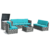 8-Piece Wicker Sofa Rattan Dining Set Patio Furniture with Storage Table – Turquoise