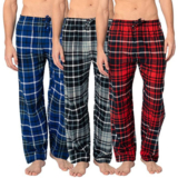 Men’s Ultra-Soft Flannel Plaid Pajama Lounge Pants with Pockets (2- to 4-Pack) – 3-Pack – Medium