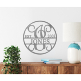 Personalized 15-Inch Established Circle Monogram Name Date Metal Sign