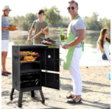 Vertical Charcoal BBQ Smoker with Removable Roasting Racks