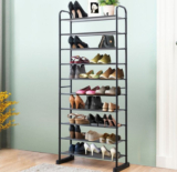 Space-Saving Metal Frame 10-Tier Shoe Organizer Rack