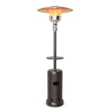 48,000BTU 87″ Propane Patio Heater with Table and Wheels – Bronze