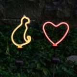 Touch of EcoÂ® Neon Stakeâ„¢ Solar Neon LED Stake Light (2-Pack) – Solar Stake Light- Cat & Heart Combo