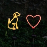 Touch of EcoÂ® Neon Stakeâ„¢ Solar Neon LED Stake Light (2-Pack) – Solar Stake Light- Dog & Heart Combo