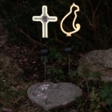 Touch of EcoÂ® Neon Stakeâ„¢ Solar Neon LED Stake Light (2-Pack) – Solar Stake Light- Cat & Cross Combo