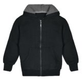 Kids’ Sherpa-Lined Fleece Full-Zip Hooded Sweatshirt Jacket – Black – X-Large