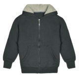 Kids’ Sherpa-Lined Fleece Full-Zip Hooded Sweatshirt Jacket – Charcoal – Large