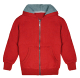 Kids’ Sherpa-Lined Fleece Full-Zip Hooded Sweatshirt Jacket – Red – X-Large