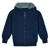 Kids’ Sherpa-Lined Fleece Full-Zip Hooded Sweatshirt Jacket – Navy – Medium