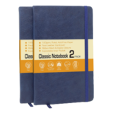 Classic Notebook with 120GSM Paper & Faux Leather Hardcover (2-Pack) – Classic-Notebook-2Pk-Blu