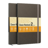 Classic Notebook with 120GSM Paper & Faux Leather Hardcover (2-Pack) – Classic-Notebook-2Pk-Gry