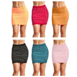Women’s Casual Striped Pencil Skirt (3-Pack) – X-Small – Assorted