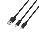 2-in-1 Nylon Braided 6-Foot Charging Lightning Cable (1- or 2-Pack) – Black (2-Pack)
