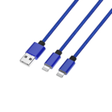 2-in-1 Nylon Braided 6-Foot Charging Lightning Cable (1- or 2-Pack) – Blue (2-Pack)
