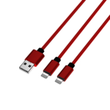 2-in-1 Nylon Braided 6-Foot Charging Lightning Cable (1- or 2-Pack) – Red (2-Pack)