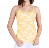 Women’s Seamless Lace Stretch Adjustable Camisole Top – Yellow