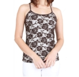 Women’s Seamless Lace Stretch Adjustable Camisole Top – Brown