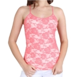 Women’s Seamless Lace Stretch Adjustable Camisole Top – Coral