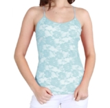 Women’s Seamless Lace Stretch Adjustable Camisole Top – Pastel Blue