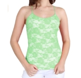 Women’s Seamless Lace Stretch Adjustable Camisole Top – Bamboo Green