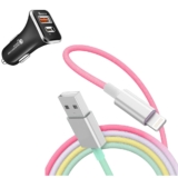 6-Foot Lightning Charging Cable with Car or Wall Adapter – Cable + Car Charger (Black)