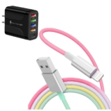 6-Foot Lightning Charging Cable with Car or Wall Adapter – Cable + Wall Charger (Black)