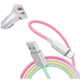 6-Foot Lightning Charging Cable with Car or Wall Adapter – Cable + Car Charger (White)