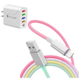 6-Foot Lightning Charging Cable with Car or Wall Adapter – Cable + Wall Charger (White)