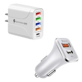 6-Foot Lightning Charging Cable with Car or Wall Adapter – Wall Charger + Car Charger (White)