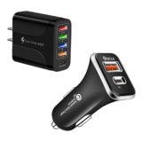 6-Foot Lightning Charging Cable with Car or Wall Adapter – Wall Charger + Car Charger (Black)