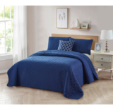 Bibb Home® 4-Piece Solid Reversible Quilt Set – Twin – Navy